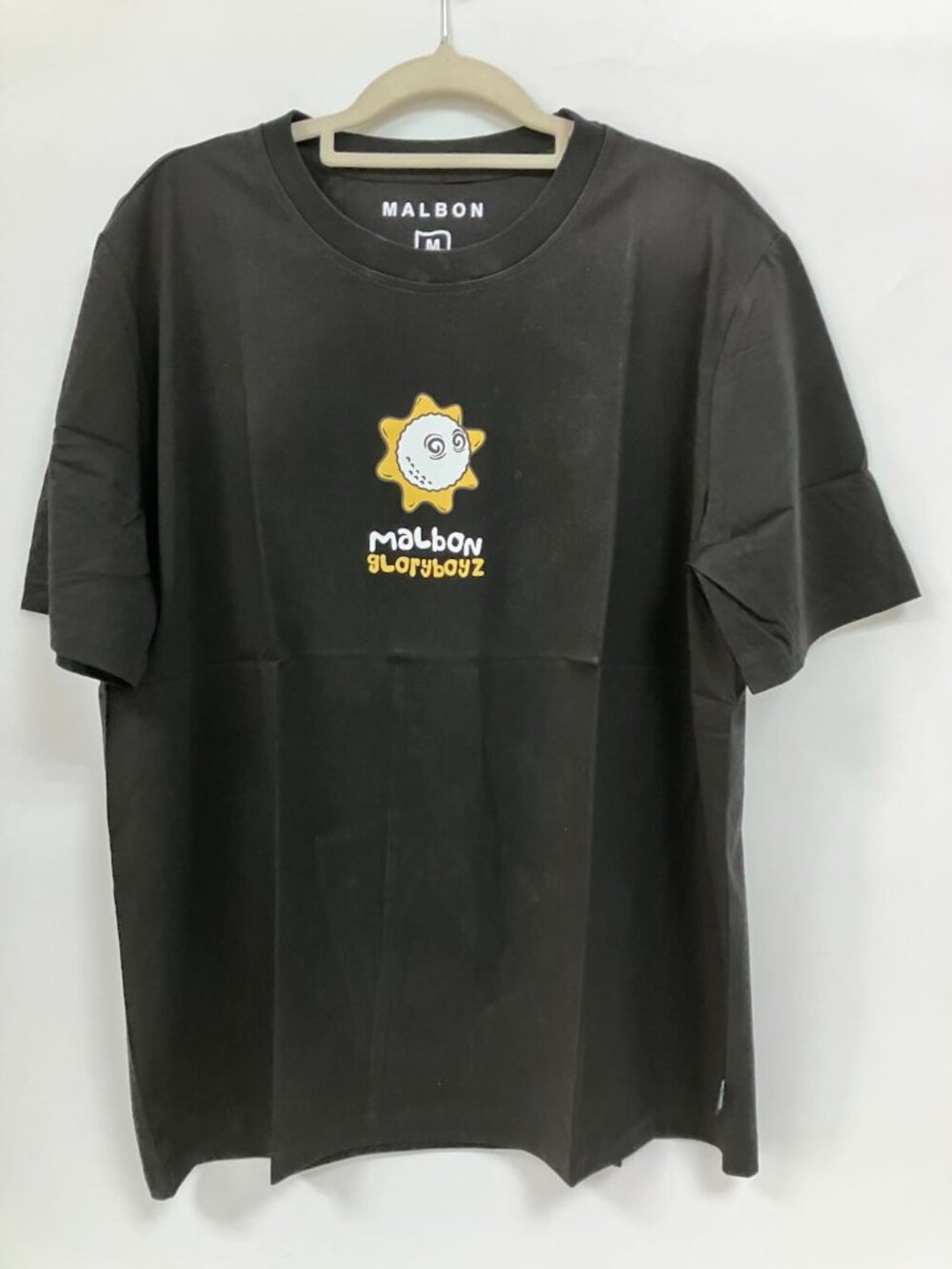 Malbon Men's Golf Short Sleeve Shirt Black Casual Sports Top